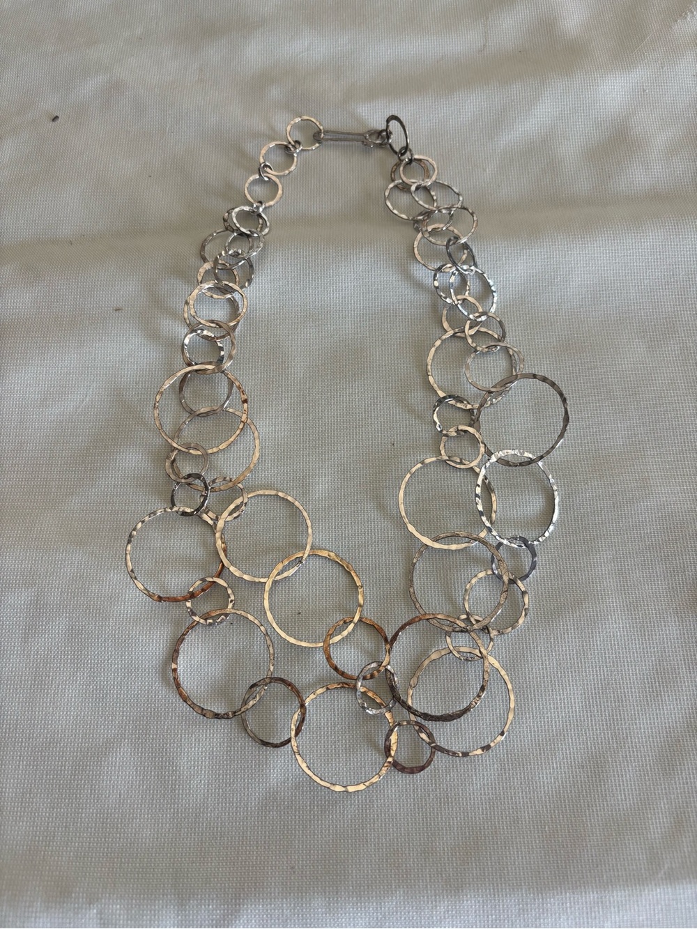 Silver Tone Multi-Circle Statement Necklace